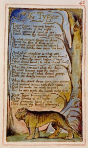 William Blake, pagina originale dai Songs of Experience, con The Tyger