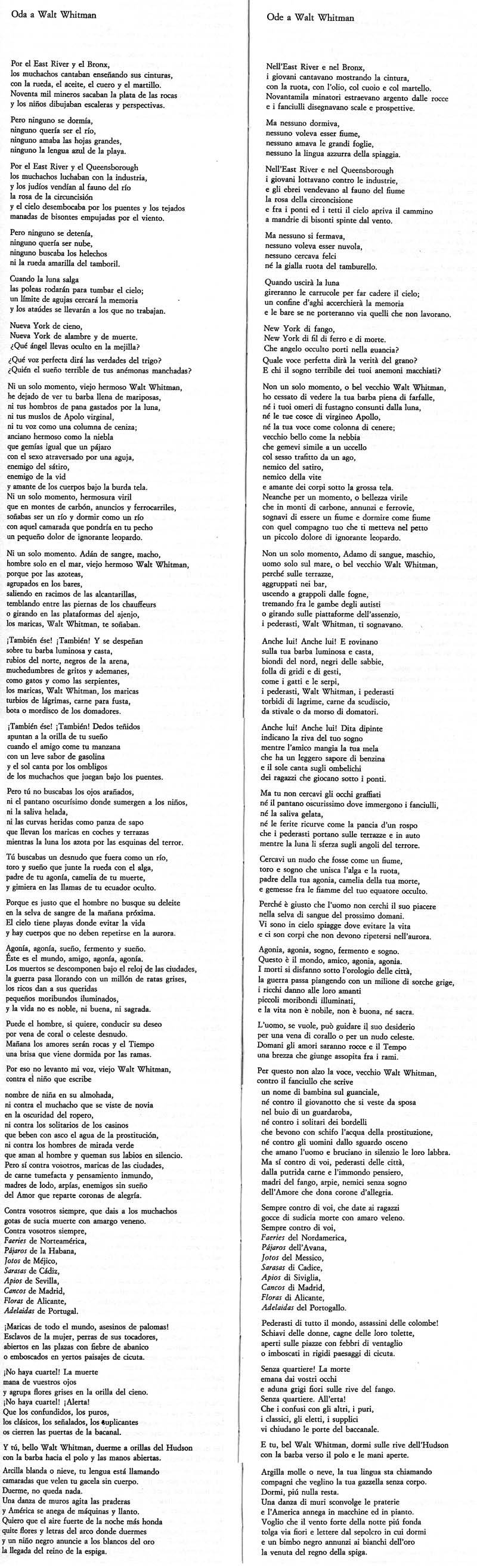 Federico Garcia Lorca - Ode a Walt Whitman