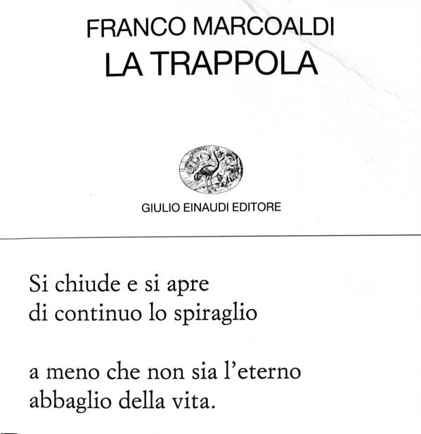 Franco Marcoaldi "La trappola" Einaudi 2012