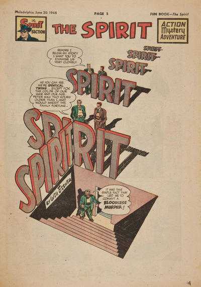 Will Eisner, The Spirit 20.06.1948 frontespizio originale